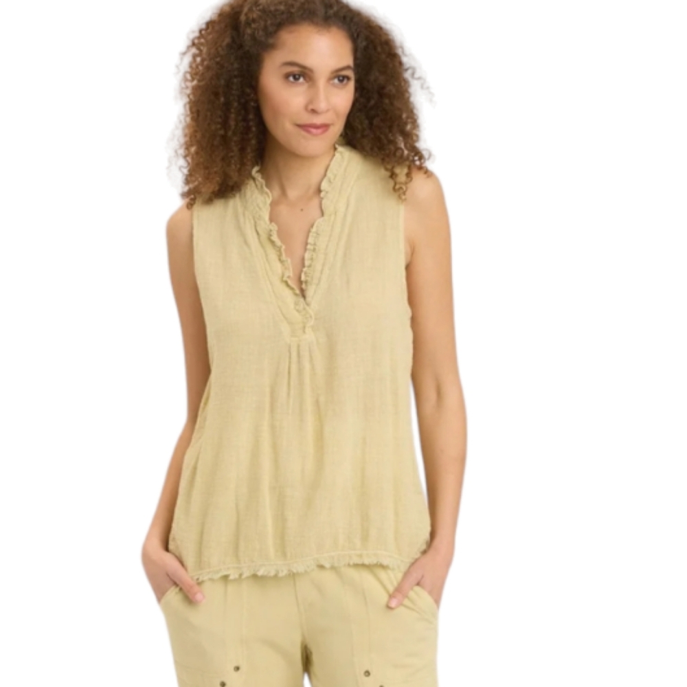 NEW Belita Sage Green Sleeveless Gauze Top